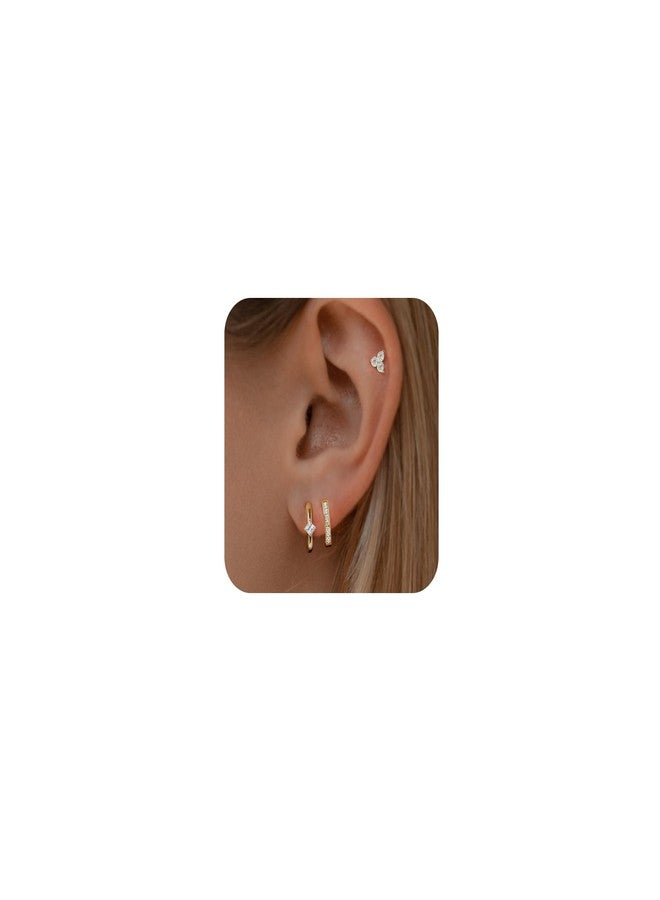 KICKGY Small Gold Hoop Earrings for Women, Trendy 14K Gold Plated CZ Stud Earrings Dainty Gold Earrings Set Simple Gold Huggie Hoop Earrings Hypoallergenic Gold Jewelry for Women Gifts - Image 1